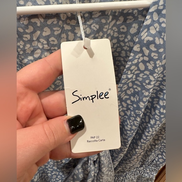 Simplee Plus Blue and White Leopard Print Dress Knot Front - Picture 4 of 7